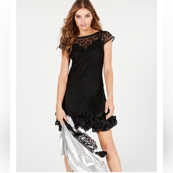 Guess Floral-Lace Ruffled-Hem Sheath - Picture 1 of 12